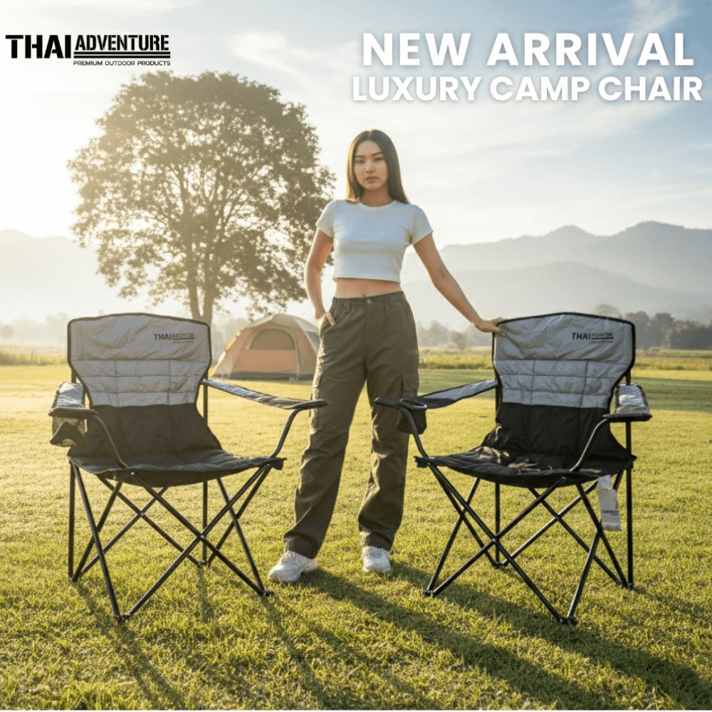 เก้าอี้สนาม THAI ADVENTURE รุ่น LUXURY CHAIR สีเทา/ดำ